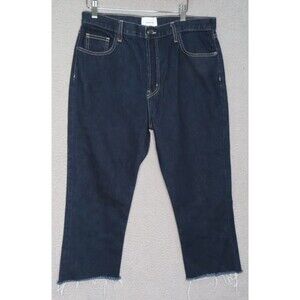 Current Elliott Jeans Womens 32 Blue The StovePipe High Rise Cropped Raw Hem